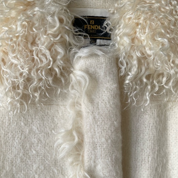 Fendi Women’s Vintage 1990’s Cream Mohair Coat with Kiddassia Collar & Trim - Picture 7 of 16